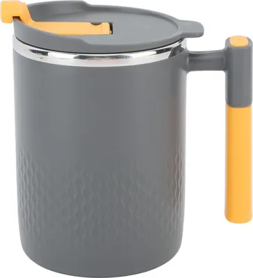 Immagine prodotto di Tazza da caffè isolata, 450 ml, tazza termovuoto in acciaio inox 304 con manico e coperchio, per casa, colazione, ufficio, grigio scuro