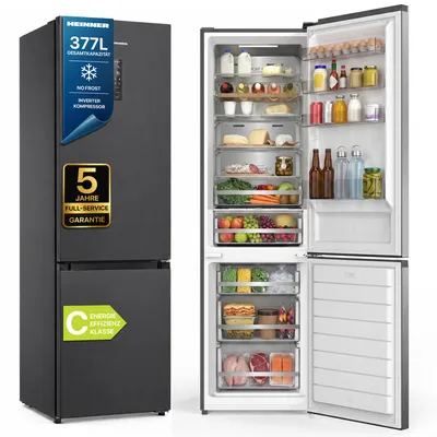Zdjęcie produktu dla Heinner HCNF-HM377INVDGHC, 377 l, No Frost (lodówka), 39 dB, 10 kg/24h, C, Antracyt