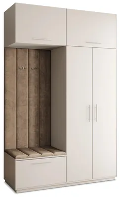 Produktbild von Masseno Garderobe-Set REMA 150/240/60 cm Modern Garderobenschrank Kaschmir, Veloursstoff MONOLITH 09 (Beige)