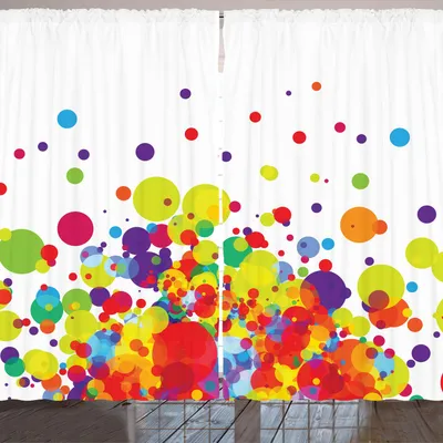 Produktbild von ARANDE Modern Gardine, Abstraktes geometrisches Bild kreist um mit vibrierenden Regenbogen-Farben Bild-Grafik, 280 x 175 cm, Mehrfarbig