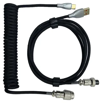 Obrázek produktu pro Herní kabel k klávesnici – profesionální navíjecí kabel s odolným konektorem pro mechanické klávesnice, černý