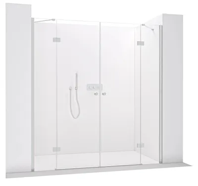 Obrázok produktu pre Sprchové dvere s dvoma závesmi, model Marino, ľavé/pravé prevedenie - 6 mm - chrómové, priehľadné sklo - 178(89+89)x190 cm