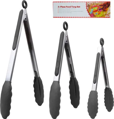 Produktbild von Koch- und Grillzange, Edelstahl-Küchenzange mit integrierter Basis, Silikon-Servierzange, hitzebeständige Zange, Kochen, Servieren, Grillen Mehrzweckzange