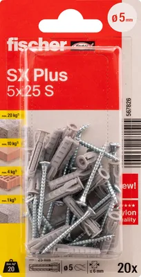 Produktbild von fischer Spreizdübel SX Plus 5 x 25 S K, 20 Stück