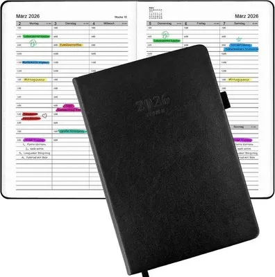 Produktbild von Famanu Agenda 2026–2027 A5 Wochenplaner mit 30-Minuten-Intervallen – Softcover