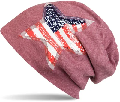Image de styleBREAKER Bonnet avec paillettes USA application étoile, Stars and Stripes, unie 04024033