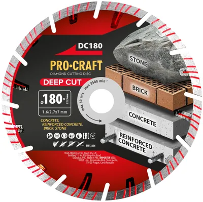 Obrázek produktu pro Diamantový řezný kotouč Deep Cut Procraft DC180