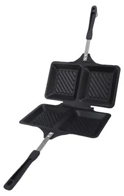 Image de Machine à panini pour grill, plaque de cuisson antiadhésive, double face, pour toaster des sandwichs directement sur la cuisinière, idéale pour la maison et la cuisine, forme carrée, couleur noire