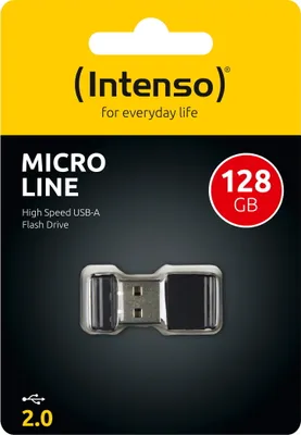 Obrázok produktu pre Intenso Micro Line, 128 GB, USB Typ-A, 2.0, 16,5 MB/s, Čiapky, Čierna