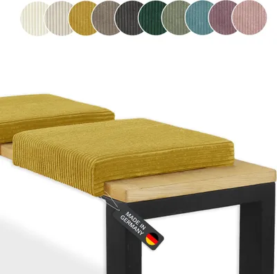 Produktbild von Lycce Bankauflage Klemmkissen 1 Leiste Cordstoff extra Polsterung, für Banktiefe ab 35 cm, Farbe:senf