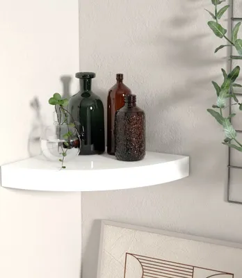 Produktbild von vidaXL Eck-Schweberegal Hochglanz-Weiß 25x25x3,8 cm MDF