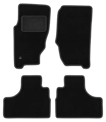 Image de Tapis de sol en moquette pour Jeep Cherokee Liberty KJ 2002-2007 (tout-terrain) – jeu 4 pièces, noirs, sur mesure – Wielganizator LUX