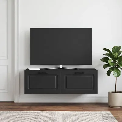Obrázek produktu pro Maison Exclusive – Nástěnná skříňka na televizi, černá, 98 x 31 x 30 cm, dřevotřísková deska