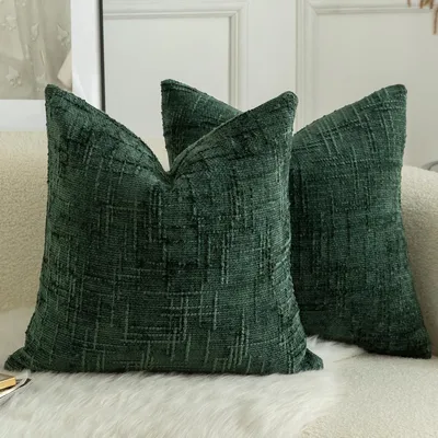 Immagine prodotto di Set di 2 federe per cuscini in velluto, 60x60 cm, verde scuro