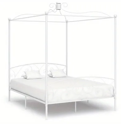 Obrázok produktu pre Konštrukcia postele – Kovová konštrukcia – Biela posteľ do spálne – 160x200 cm – Štýl Art Deco
