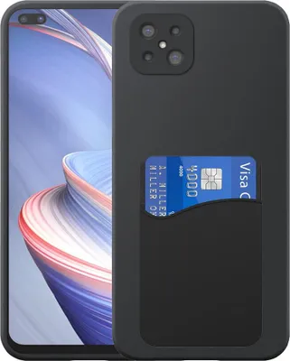 Zdjęcie produktu dla Etui na telefon Oppo A92s / Reno 4Z 5G z silikonowym uchwytem na kartę - elastyczne etui na tył z silikonu TPU z silikonowym uchwytem na kartę - czarne - Smartphonica