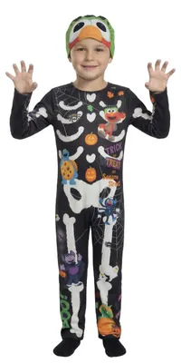 Produktbild von Sesame Street - Skelett-Kostüm für Kinder, Polyester Set NS10298 (110-116) (Schwarz)