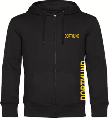 Produktbild von multifanshop Kapuzen Sweatshirt Jacke - Dortmund - Brust & Seite, schwarz, Größe L