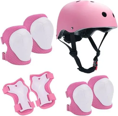 Productafbeelding van Kinderkniebeschermerset met helm, beschermerset voor kinderen van 3-10 jaar, kniebeschermers voor kinderen, knie- en elleboogbeschermers voor kinderen, inline beschermingsuitrusting voor