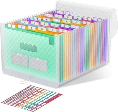 Zdjęcie produktu dla Teczka harmonijkowa 26 kieszeni A4 z możliwością rozszerzenia zielona