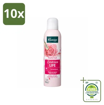 Imagen del producto de 10 unidades de espuma de ducha Kneipp Embrace Life, envase de 200 ml, pack grande