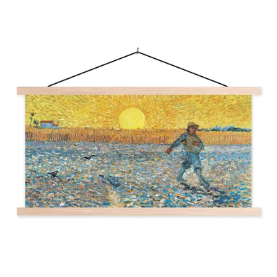 Produktbild von MuchoWow® Textilposter Der Sämann - Vincent van Gogh 120x60 cm mit holzfarbenen Rahmen - Klemmleiste