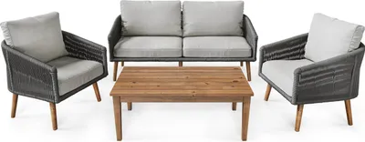 Produktbild von Gartenmöbel Set MATERA Gartensitzgruppe mit Couchtisch aus Akazienholz - Grau