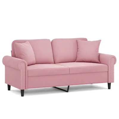 Produktbild von vidaXL 2-Sitzer-Sofa mit Zierkissen Rosa 140 cm Samt