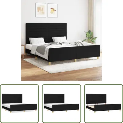 Produktbild von The Living Store Bettgestell mit Kopfteil Schwarz 160x200 cm Stoff