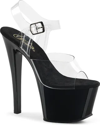 Produktbild von SKY-308 Damen Sandale von Pleaser, Transparent Schwarz Glanz, EU 42, US 12