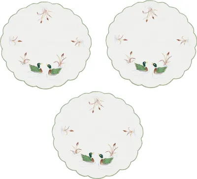 Produktbild von Betz 3 Deckchen mit Stickerei ENTE Farbe weiß - Durchmesser 30cm