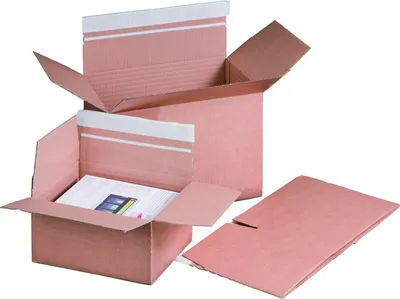 Produktbild von 280 x Versandkarton Faltkarton Automatikboden Selbstklebeverschluss Aufreißfaden DIN A5+ 230x165x50-115mm