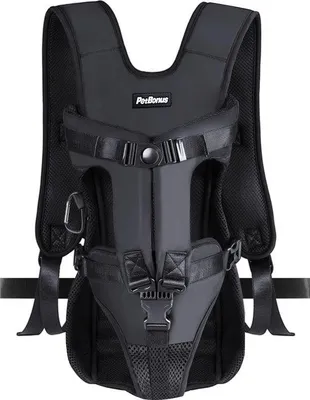 Immagine prodotto di Unyqoos® Imbracatura per cani (torace e schiena) – imbracatura regolabile a mani libere per cani di piccola e media taglia fino a 16 kg, con imbottiture in mesh traspirante, che lasciano libere le zampe, colore nero, taglia L