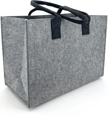 Produktbild von heimtexland ® Allzweck Filztasche Shopper Tragetasche Filz Einkaufstasche Einkaufskorb Kaminholz Korb Shopping Bag XL Tasche Typ717 Grau Anthrazit