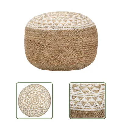 Obrázek produktu pro The Living Store Ručně vyráběný puf bílý 45x30 cm juta