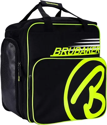 Zdjęcie produktu dla Torba na buty narciarskie BRUBAKER Super Champion Torba na kask Plecak z przegrodą na buty - czarny/neonowy żółty