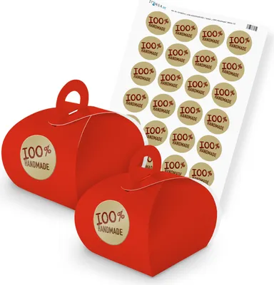 Produktbild von itenga SET 100% Handmade (Motiv 12) 24x Geschenkschachtel mit Griff rot + Sticke