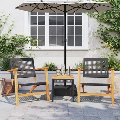 Immagine prodotto di Maison Exclusive - Set da bistrot 3 pezzi in polyrattan nero e legno massello di acacia