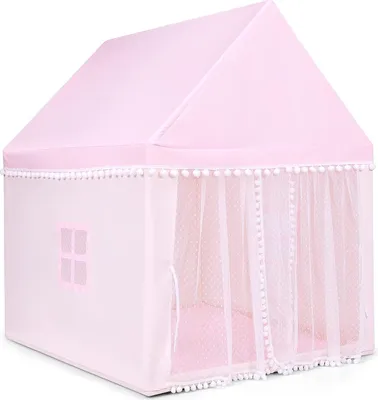 Produktbild von GOPLUS Kinderzelt mit waschbarer Matte für 3-4 Personen, Spielzelt Mädchen & Jungen, Indoor & Outdoor, Konstruktion aus Massivholz
