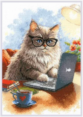 Produktbild von Riolis Kreuzstich Stickpackung "Autor von Meowmoirs", Zählmuster, 21x30cm