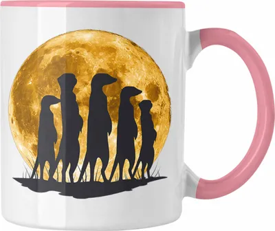 Produktbild von Trendation - Erdmännchen Tasse Mondgrafik Geschenk für Tierliebhaber (Rosa)