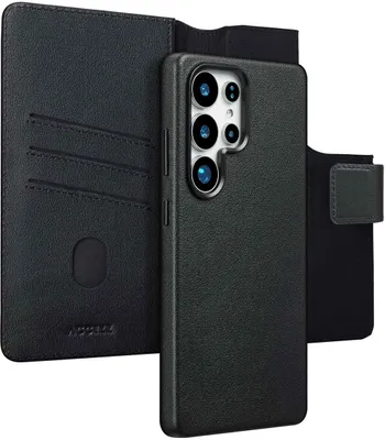 Produktbild von Accezz 2-in-1 Klapphülle aus Leder mit MagSafe für das Samsung Galaxy S25 Ultra - Onyx Black