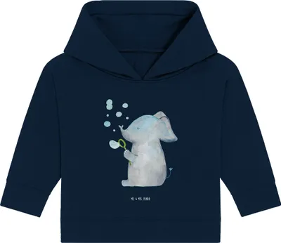 Produktbild von Mr. & Mrs. Panda Organic Baby Hoodie Elefant Seifenblasen 24. - 36. Monat - French Navy - Geschenk, Heimat, Elefanten, Liebesspruch, Kapuzenshirt, Lustige Sprüche, Liebe
