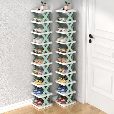 Produktbild von 360Home Einfach montierbares Schuhregal Blau, 9 Ebenen, 2er-Set