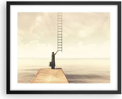 Produktbild von Gerahmtes Poster - Schwarzer Rahmen - Symbol Frau Leiter - 50x40 cm - Wand Bild - Wanddeko - Wandbilder - Kunstposter - Wandposter - Bilderrahmen - Bilder - Kunstdruck - Wandbild - P2BAA50x40-4339