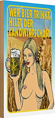 Produktbild von Holzschild Pinup 20x30cm wer Bier trinkt hilft