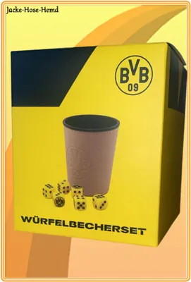 Produktbild von Borussia Dortmund BVB Würfelbecher Logo 6 Würfeln Knobelbecher Kniffelbecher Gelb