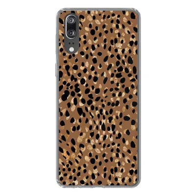 Produktbild von MuchoWow® Handyhülle Schutzhülle Hülle für Huawei P20 Tiermuster - Luxus - Gold - Braun Silikon Softcase Handy Hülle - Hardcover