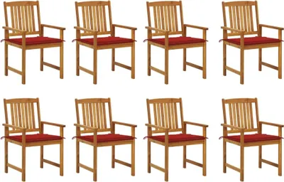 Produktbild von Cloris Designermöbel Gartenstühle mit Kissen 8er Set Massivholz Akazie 2024 Neu