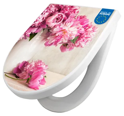 Produktbild von WC Sitz mit Absenkautomatik D Form Motiv Pfingstrose [TDW3 10440]